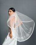 Half Moon Champagne Satin Edge Veil
