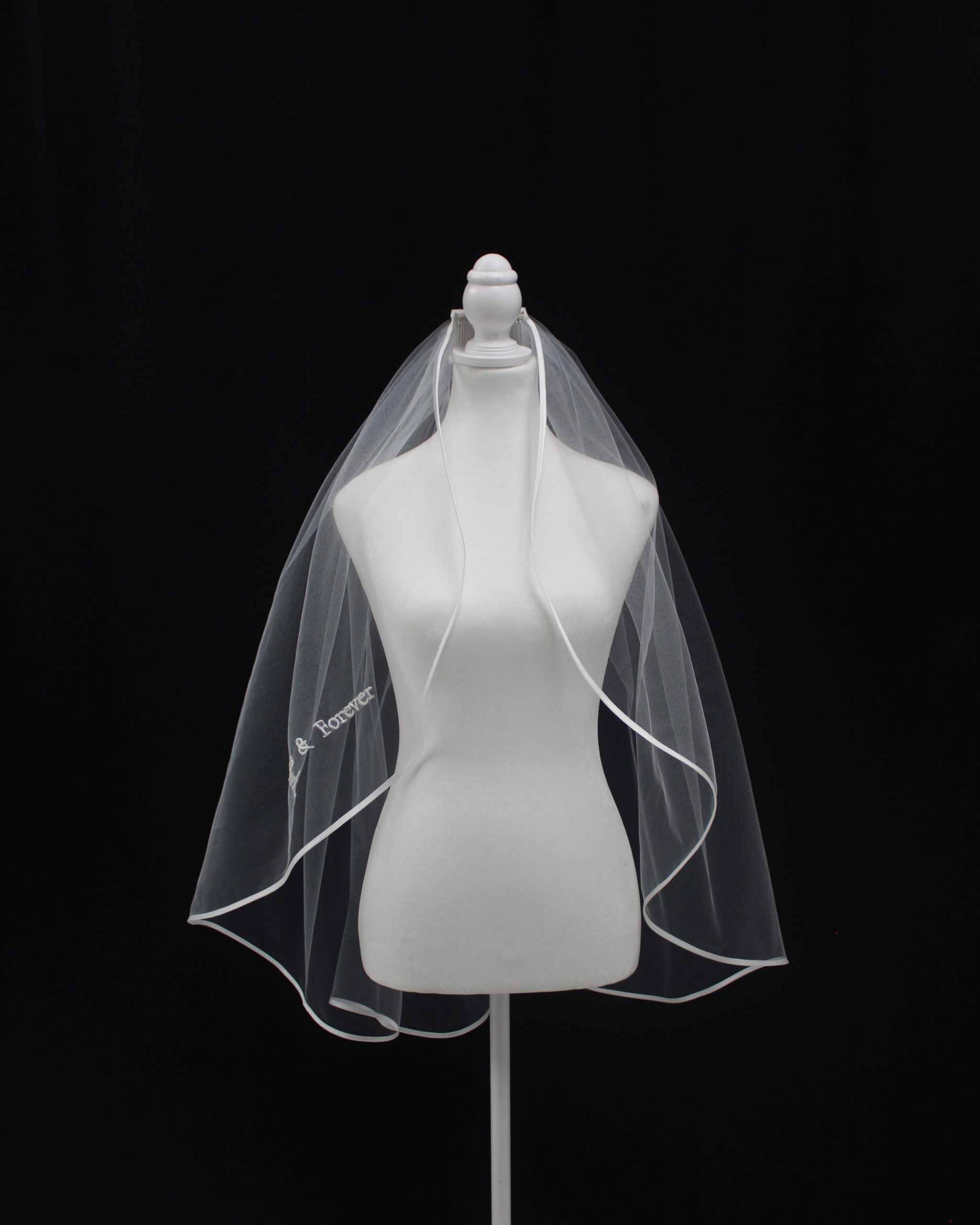 Half Moon White Satin Edge Veil