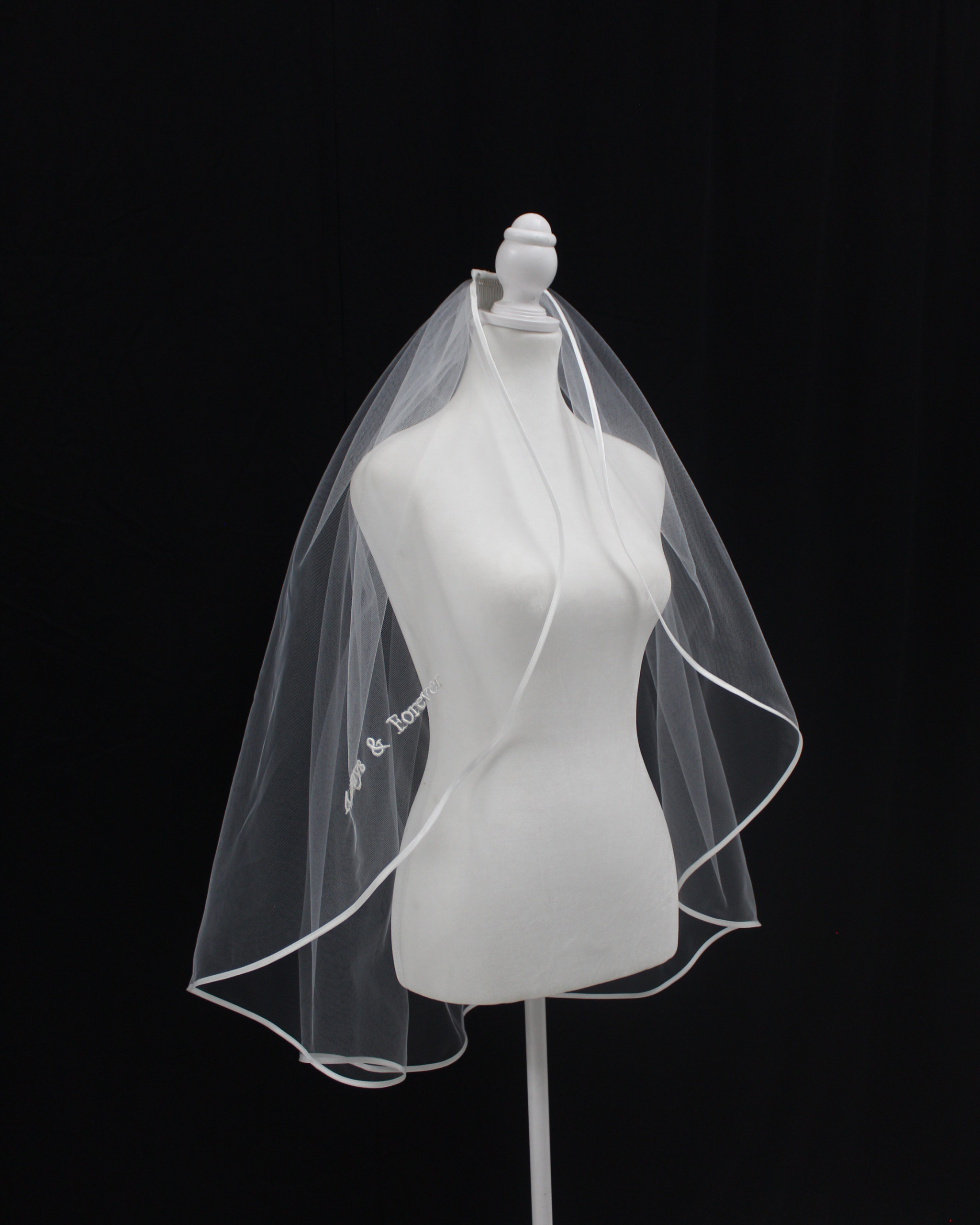 Half Moon White Satin Edge Veil