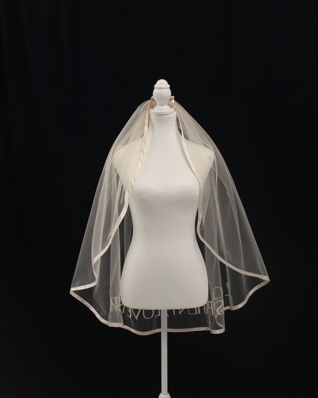 Half Moon Champagne Satin Edge Veil