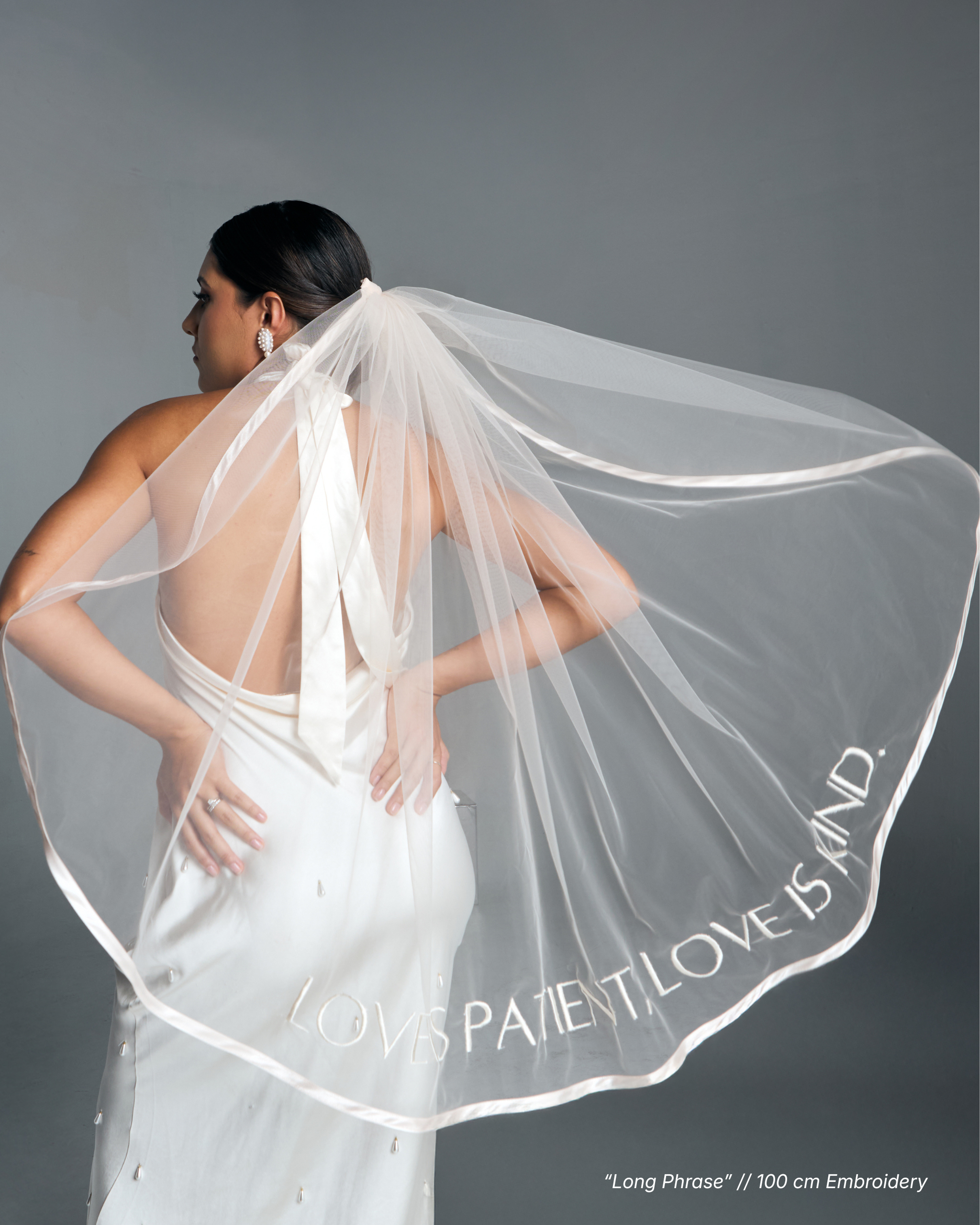 Half Moon Champagne Satin Edge Veil