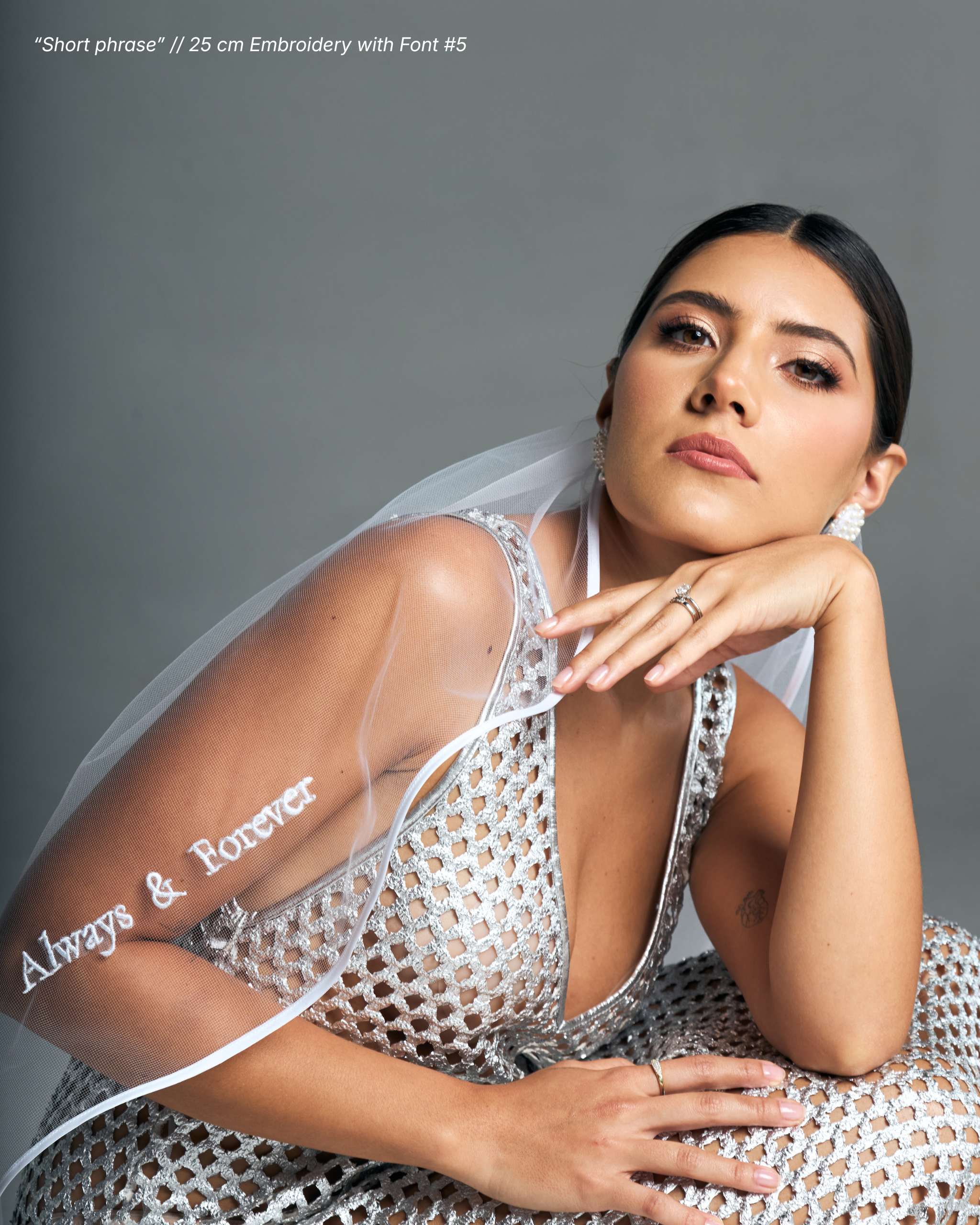 Half Moon White Satin Edge Veil